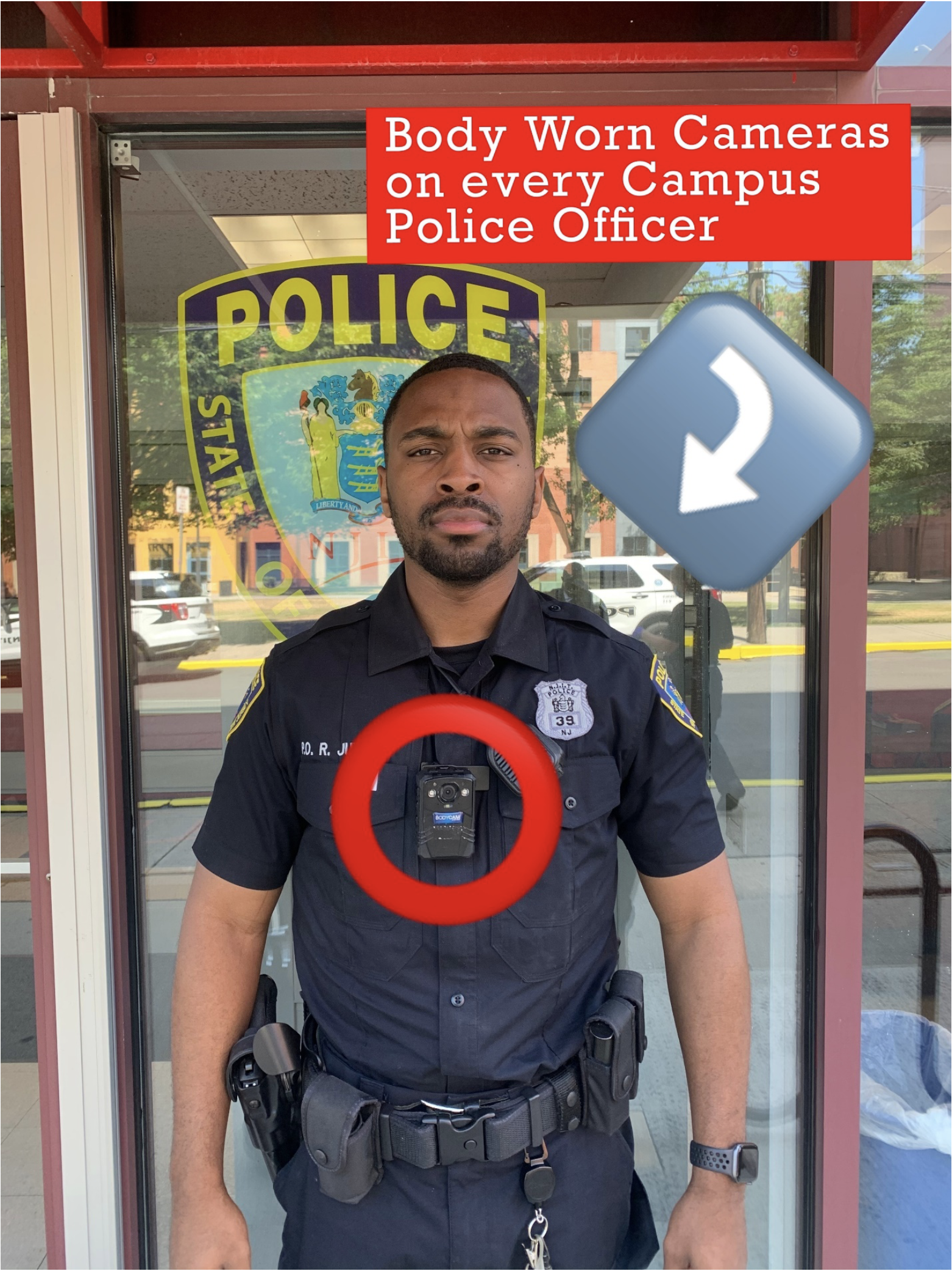 Photo of an officer with a body worn camera