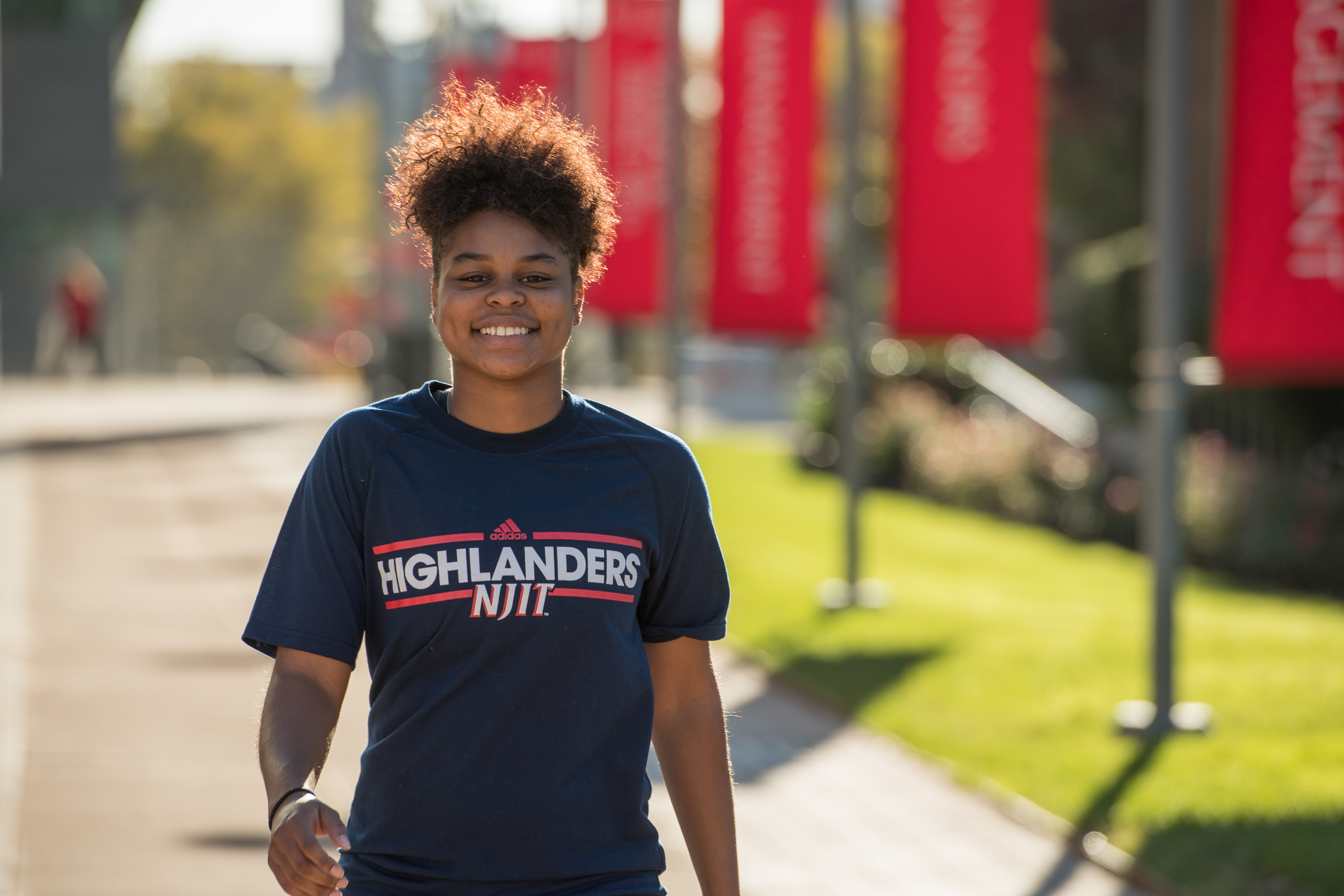 Female student walking on campus