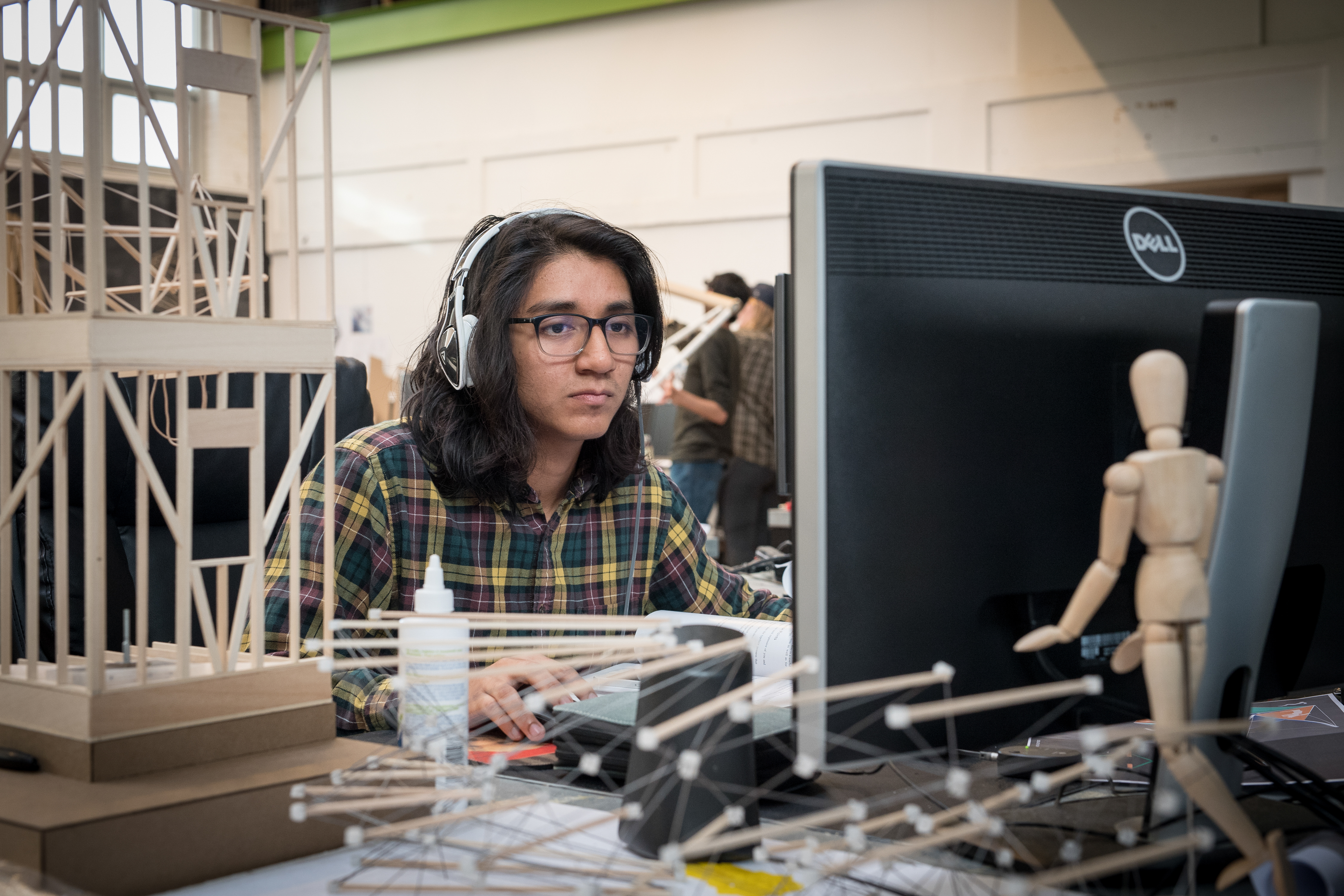 Architecture student in the studio