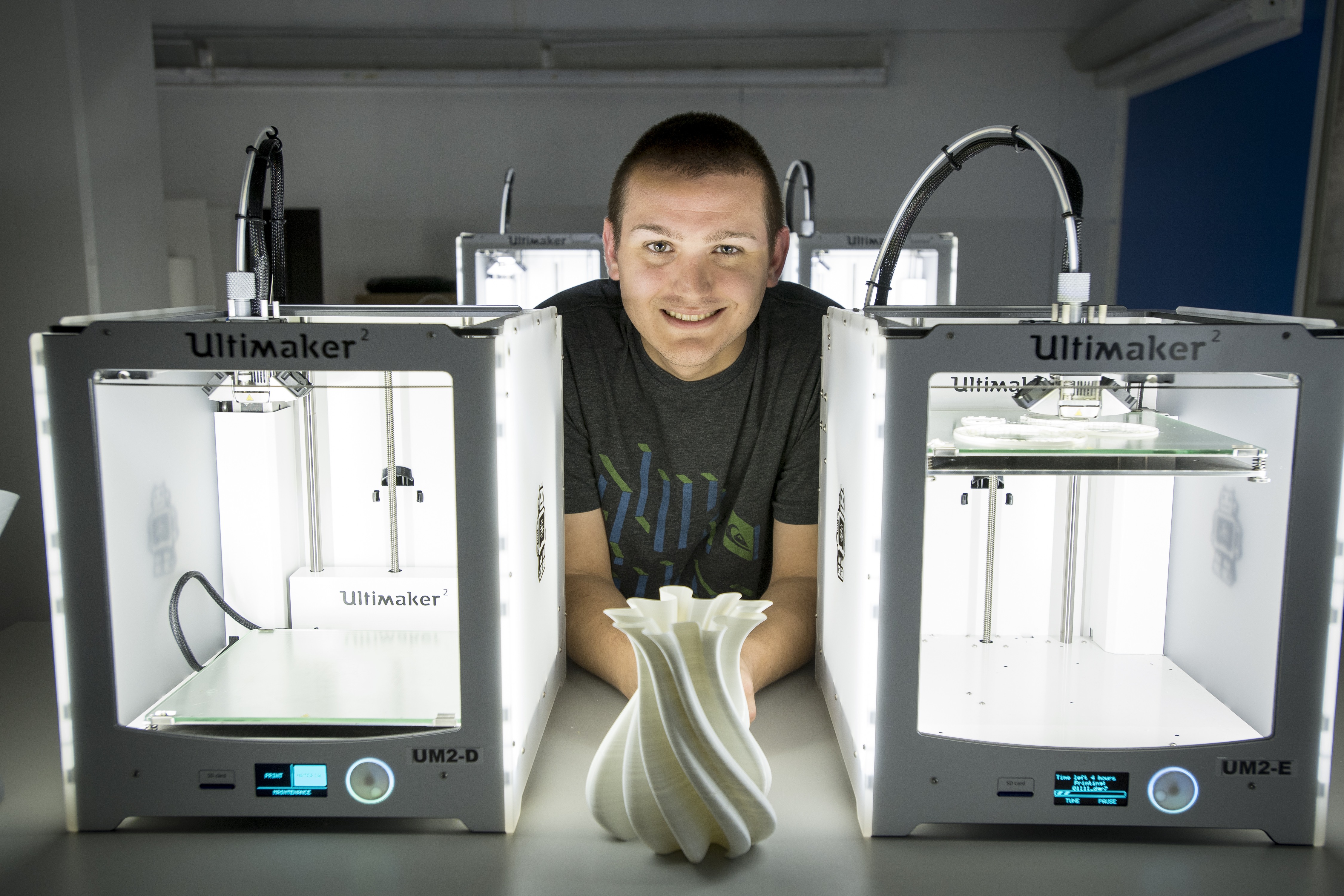 Student in the 3-D Printing Laboratory
